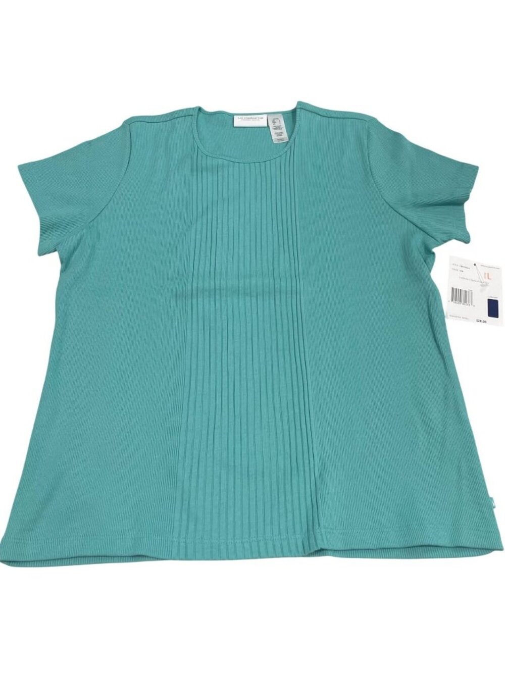 Vtg 90s Liz Claiborne Knit Top L Turquoise Blue Casual Coastal Layer Deadstock